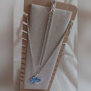 Necklace 37" with big pendant  Sterling Silver